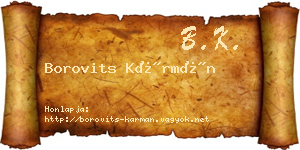 Borovits Kármán névjegykártya